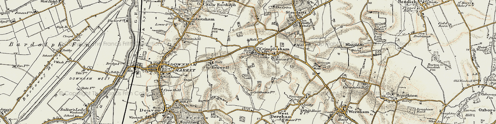 Old map of Crimplesham in 1901-1902