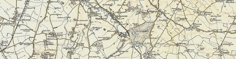 Old map of Ettington Park (Hotel) in 1899-1901