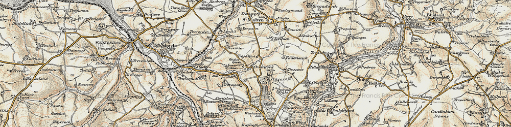 Old map of Croanford in 1900