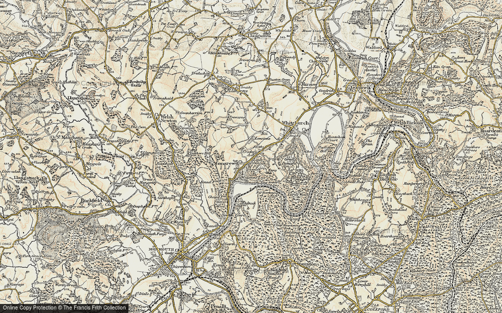 Old Map of Historic Map covering Wyastone Leys in 1899-1900
