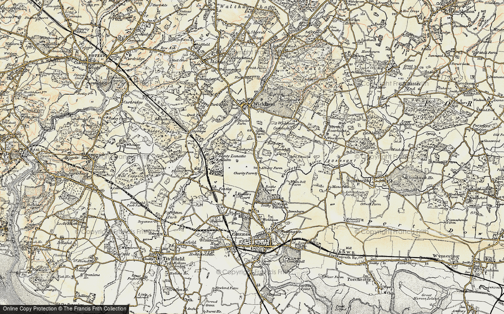 Old Map of Historic Map covering Bonhams in 1897-1899