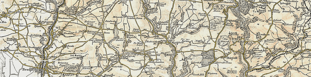 Old map of Whitefield Barton in 1900