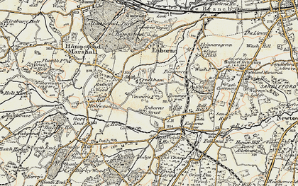 Old map of Bourne Ho in 1897-1900