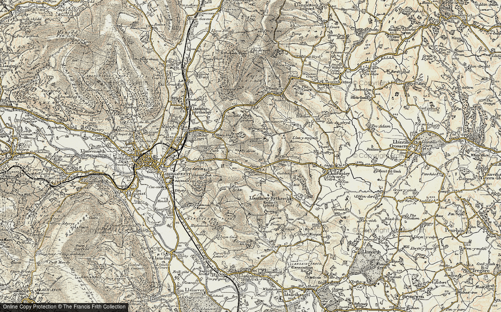 Old Map of Historic Map covering Ysgyrd Fach in 1899-1900