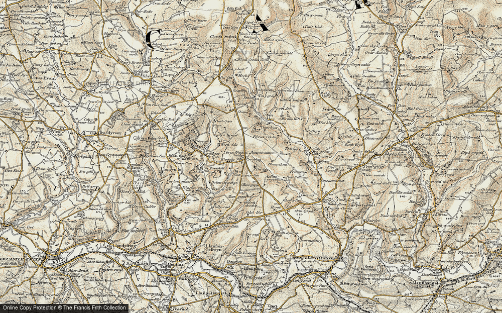 Old Map of Historic Map covering Blaenythan in 1901