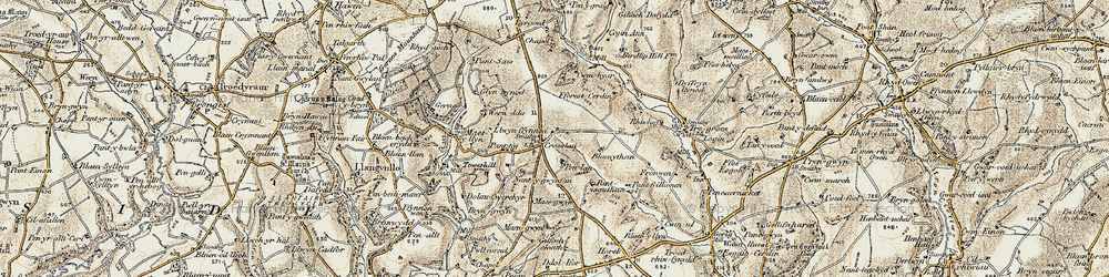 Old map of Blaenythan in 1901
