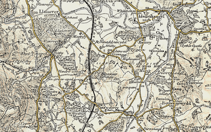 Old map of Croes Llanfair in 1899-1900