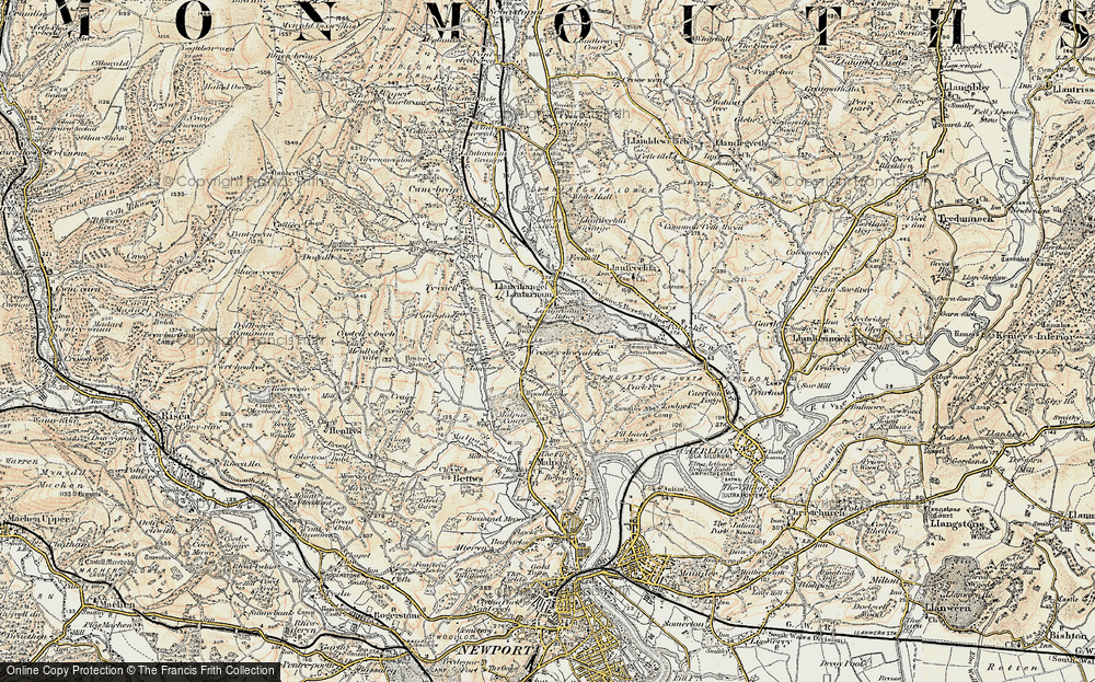Old Map of Historic Map covering Llantarnam Abbey in 1899-1900