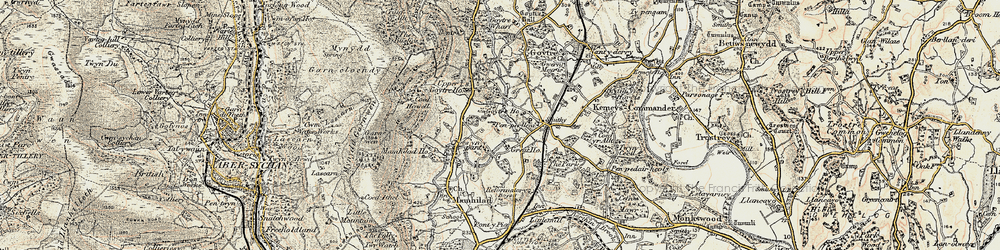 Old map of Croes y pant in 1899-1900