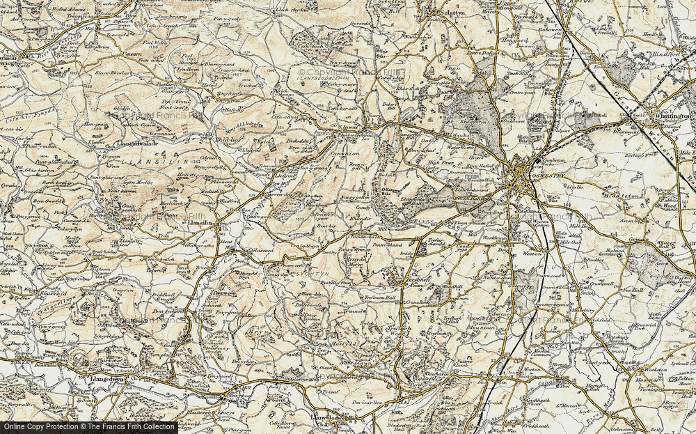 Old Map of Croesau Bach, 1902-1903 in 1902-1903