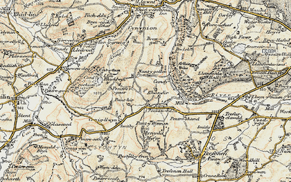 Old map of Croesau Bach in 1902-1903