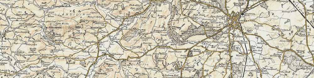Old map of Croesau Bach in 1902-1903