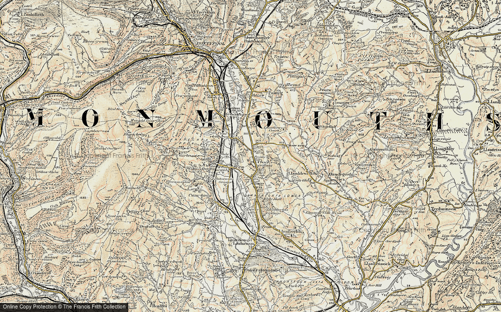 Old Map of Historic Map covering Monmouthshire in 1899-1900
