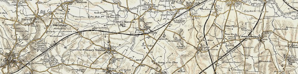 Old map of Croft in 1901-1903
