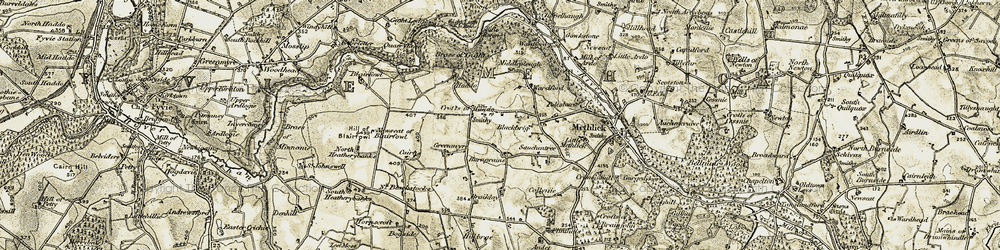 Old map of Crofts of Haddo in 1909-1910