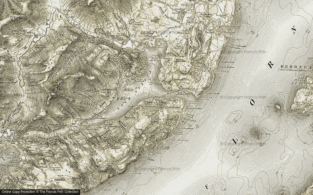 Old Map of Historic Map covering Bodha an Tàillir in 1907