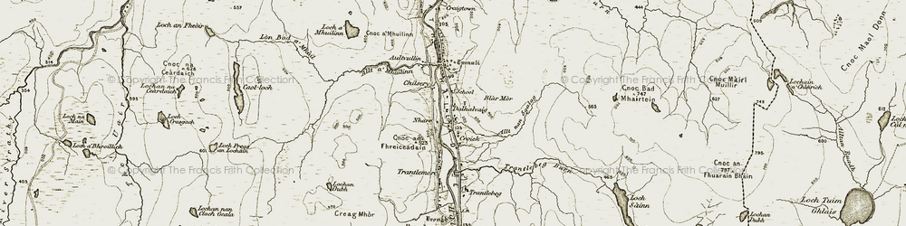 Old map of Allt nan Sgalag in 1911-1912