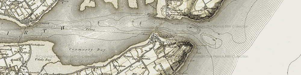 Old map of Cromarty in 1911-1912