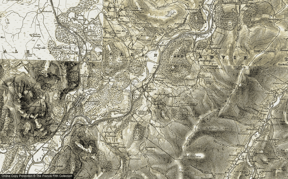 Old Map of Historic Map covering Auchroisk in 1908-1911