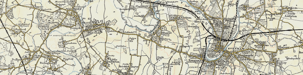 Old map of Cropthorne in 1899-1901
