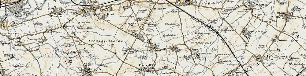 Old map of Cropwell Butler in 1902-1903