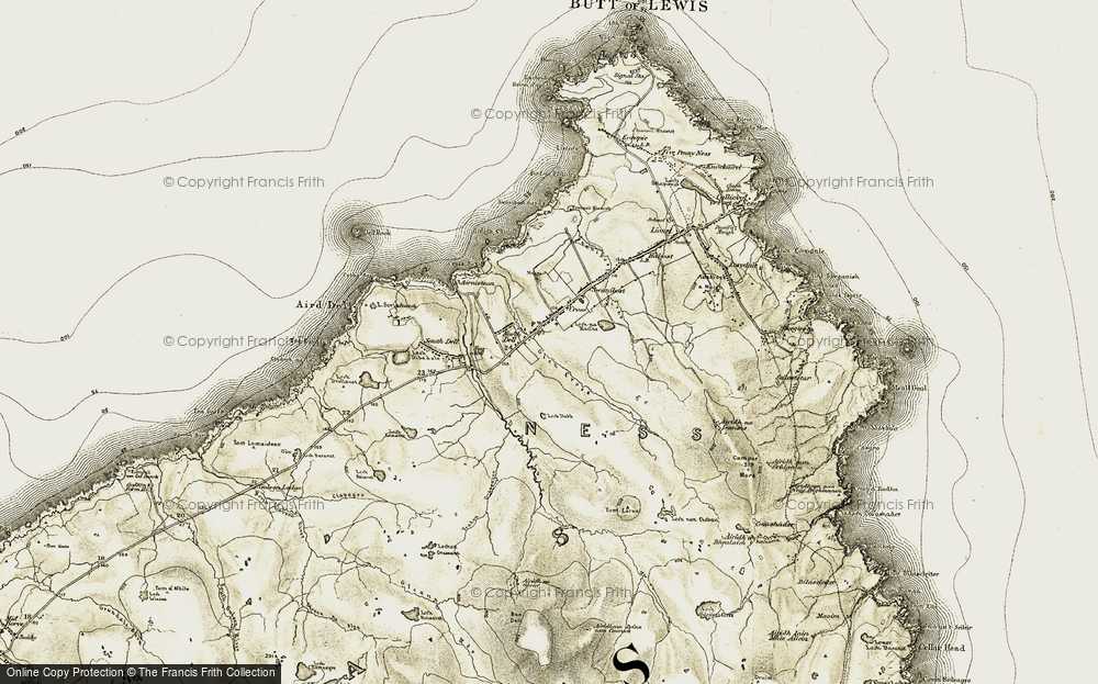 Old Map of Historic Map covering Abhainn Chrois in 1911