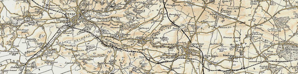 Old map of Croscombe in 1899