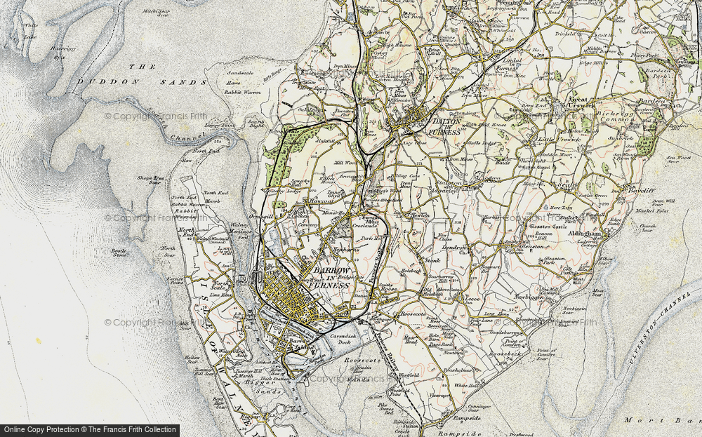 Old Map of Historic Map covering Breast Mill Beck in 1903-1904