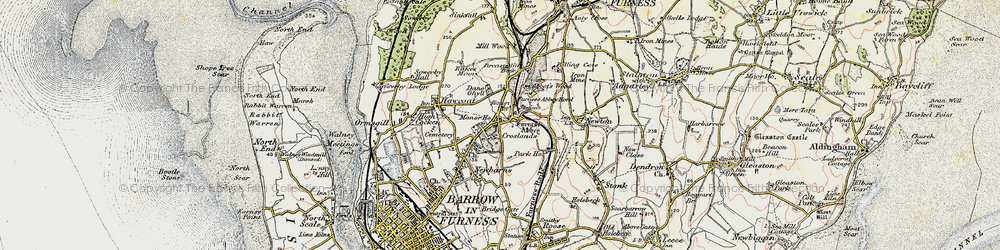 Old map of Furness Abbey in 1903-1904