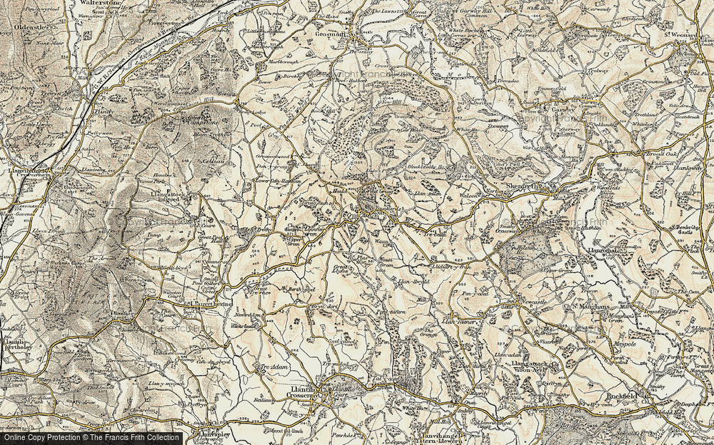 Old Map of Cross Ash, 1899-1900 in 1899-1900