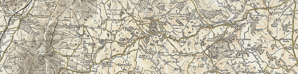 Old map of Cross Ash in 1899-1900