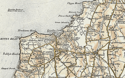 Old map of Trevaunance Cove in 1900