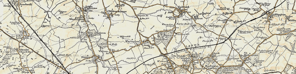Old map of Cross End in 1898-1901