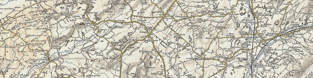 Old map of Cross Hands in 1900-1901