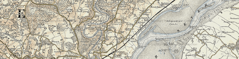 Old map of Cross Hill in 1899-1900