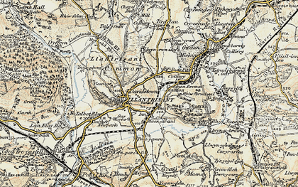 Old map of Afon Clun in 1899-1900