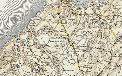 Old map of Cross Inn in 1901-1903