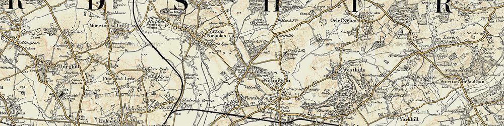 Old map of Cross Keys in 1899-1901