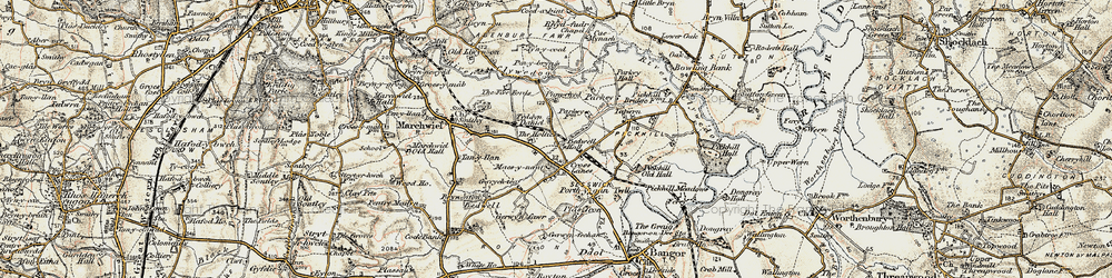 Old map of Cross Lanes in 1902