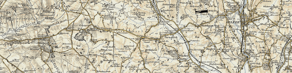 Old map of Cross o'th hands in 1902