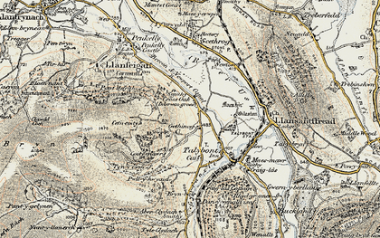 Old map of Cross Oak in 1900-1901