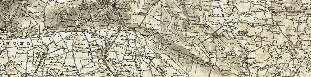 Old map of Cross of Jackston in 1909-1910