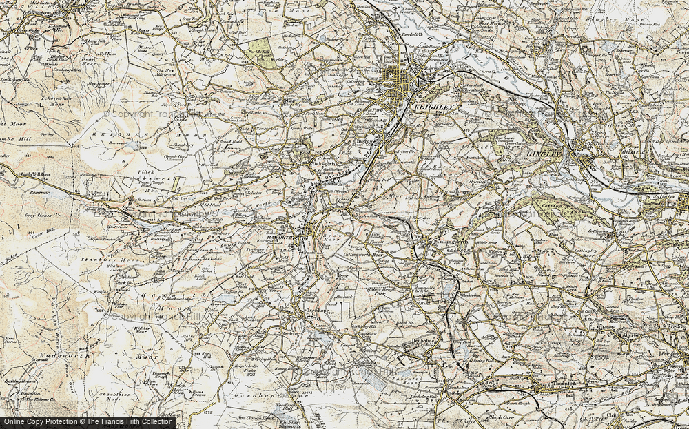 Old Map of Cross Roads, 1903-1904 in 1903-1904