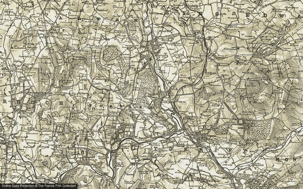 Old Map of Historic Map covering Todlaw in 1910
