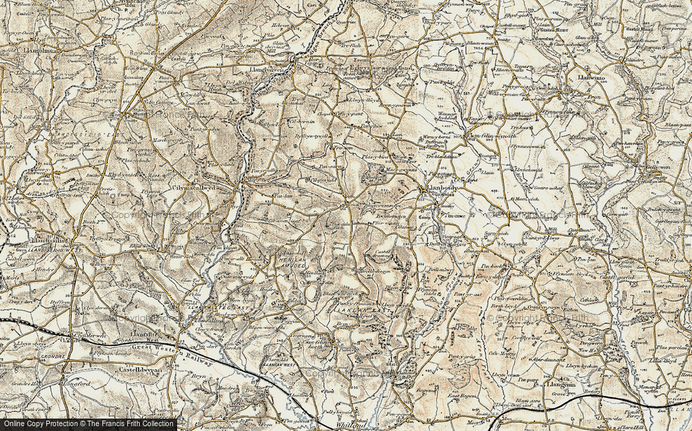 Old Map of Historic Map covering Blaencwmmau in 1901