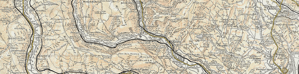 Old map of Crosskeys in 1899-1900