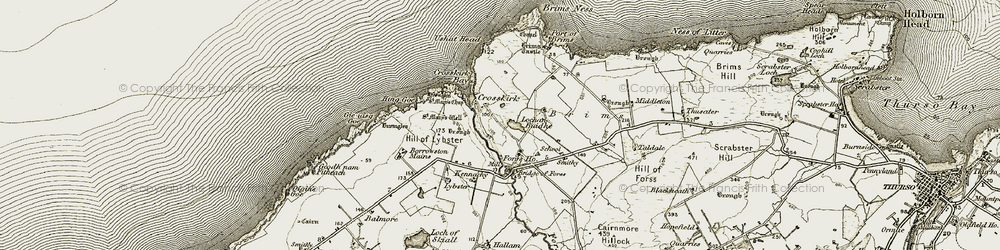 Old map of Brims Ness in 1912