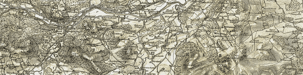 Old map of Bogforran in 1908-1909