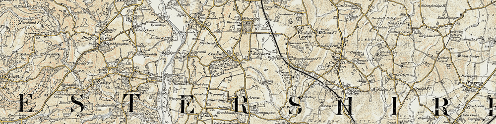 Old map of Crossway Green in 1901-1902