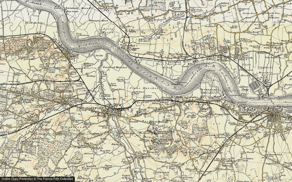 Old Map of Historic Map covering Dartford Tunnel in 1897-1898